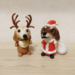 受注生産　プチそっくり、犬のサンタクロースとトナカイワンコ2点セット　