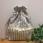 ダマスク柄*.巾着ポーチ