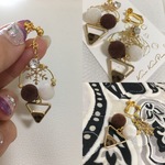 再販❤ヒョウ柄モフポンポンイヤリング/ピアス
