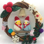 インコのクリスマスリース　あみぐるみ