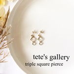 トリプルスクエアのシンプルピアス