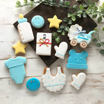 【受注生産】［3週間前までの発送ご予約受付中］ ☆出産内祝に☆ 【アイシングクッキー】ベビーセット（男の子用）①