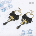 クロスとリボンのピアス