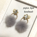 ふわふわ♡ミンクファー♡ビジューのピアス✽イヤリング