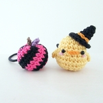 ハロウィン♪魔女っ子ひよことりんごのあみぐるみヘアゴム(受注製作)
