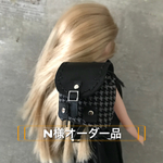  N様オーダー品 ミニリュック 黒格子柄 22cmドール