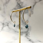 14kgf　Marquis hook pierce　宝石質ロンドンブルートパーズ