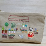 刺繍ポーチ  シャム猫のお花屋さん