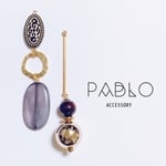【再…販】人気！＊おしゃれロングピアス★イヤリング《グレー&ウッド》