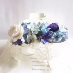 ＊*kazariya*＊pure。。*＊清楚なホワイトローズとブルーグラデーションのお花達のロングバレッタ。。*＊