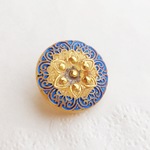 【チェコグラスボタン】ゴールドブルーの星 18mm 1個