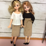 ペンシルスカート(タイトスカート・ベージュ)リカちゃんブライスの洋服