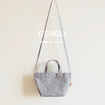 DENGLI.ミニショルダートートバッグ/ライトグレー色/パラフィン加工帆布/撥水効果/軽くて丈夫/ミニ