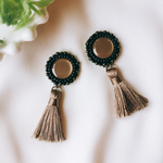 ビーズ刺繍ミニタッセル ピアスorイヤリング  オリーブドラブ