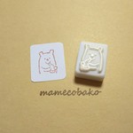くまさん＋おもち：消しゴムはんこ。