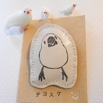 白文鳥のふっくら本革ブローチ