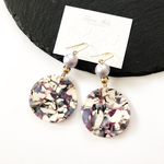 purple cotton pearl × purple marble pierce / earring