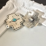 コンチョボタン ターコイズ スクエア×2個セット k43