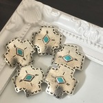 コンチョボタン ターコイズ スクエア×5個セット k43
