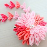 桜ふわり＊剣菊の髪かざり【つまみ細工】
