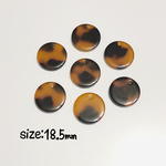 18.5mm 10個☆アクリルべっ甲パーツ 穴あり