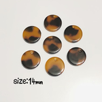 14mm 10個☆アクリルべっ甲パーツ 穴あり