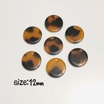 12mm 10個☆アクリルべっ甲パーツ 穴あり