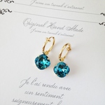 ＊swarovski blue zircon～大人に憧れるシンプルラウンドイヤリング（ピアス）
