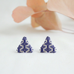 こぎん刺し　◎さんかくのイヤーアクセサリー◎　ネイビー