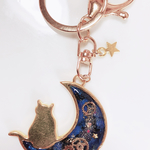 ぷっくり銀河のキーホルダー 宇宙 ゴールド スチームパンク 猫 送料込 