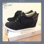 【23.5/24.0cm】うしろリボンインヒールスニーカー♪