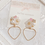 すりガラスフラワー♡ビジューピアス