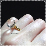 天然石水晶ミラーカットの煌きリング gold or silver