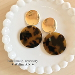 まん丸べっ甲とゴールドプレート 大ぶり ピアス/イヤリング 