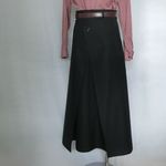 エプロン風ロングスカート　ブラックネイビー　Ｗ70　丈90
