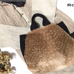 《新色》Rottaシリーズ 柔らか8号帆布〈ブラック〉 ×エコファー〈ブラウンバンビ〉　ラウンドトートバッグ　 ファー 秋冬素材  