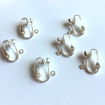 6個　5㎜玉付カン付クリップ式イヤリングパーツ　シルバーカラー　16Ｘ13㎜