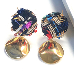 キラキラツイード×GOLDイヤリング(ブラック)