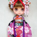 Blythe outfit ◆正絹◆着物◆京友禅の振袖セット◆ブライス◆桜姫