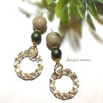 300円☆カーキラウンド☆アクリルツイストクリアリングのピアス/イヤリング