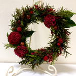 クリスマスカラーのリース❁ボルドー×深緑 プリザーブド