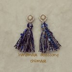 ビーズ刺繍 ゆらゆら タッセル ピアス イヤリング 秋冬 軽い