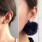 Swarovskiビジュー 2WAY エコファー　イヤリング/ピアス