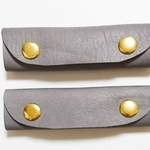 【葡萄柄のお皿さん専用】本革《グレー》bag持ち手カバー☆ハンドメイド