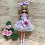 リカちゃんお花のミニドレス 紫×白