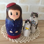 D様オーダー品＊おしゃれ女子とニャンコ達のマトリョーシカ