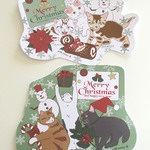 猫変形ポストカード（クリスマス）