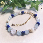 試練をしあわせに☆*:.｡. ラピスラズリ＆マザーオブパール＆アクアマリンブレスレット