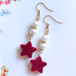 ベルベットの可愛いお星様ピアス/イヤリング♡(赤)