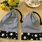 【再10】ブラック星とストライプ❤️24×15男の子コップ袋、お箸ケース袋、歯ブラシ入れ、文房具入れ巾着(縦横セレクト)男の子